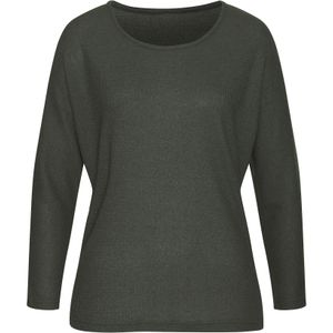 Vivance - Shirt - Kaki - Lange Mouwen - Van Pluizig Breiwerk Gemaakt Van Kreukvrij Materiaal