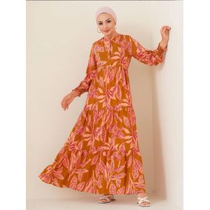 Bigdart Jurk  bruin / rosa / donkerroze