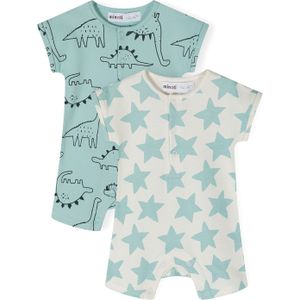 MINOTI Rompertje/body  ecru / mintgroen / zwart