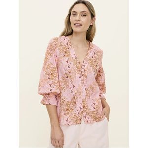 Odd Molly Shirt 'Blooming'  lichtbruin / donkerbruin / oranje / rosa