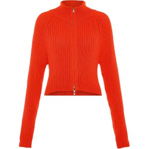 Libbi Gebreid vest  oranjerood