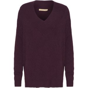 Gebreide Trui - Effen - Knitwear - Lange Mouwen - V-hals - Losse Pasvorm
