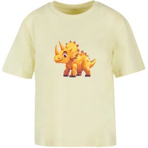F4NT4STIC Shirt 'Süßer Triceratops Dinosaurier'  pasteelgeel / oranje