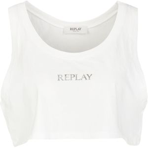 REPLAY - Top - Wit - Mouwloos - Korte Pasvorm