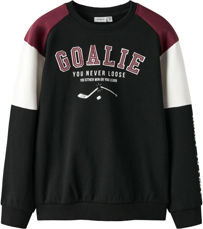 NAME IT Sweatshirt 'NKMShawn'  wijnrood / zwart / wit