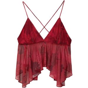 Pull&Bear Top  rood / robijnrood / zwart