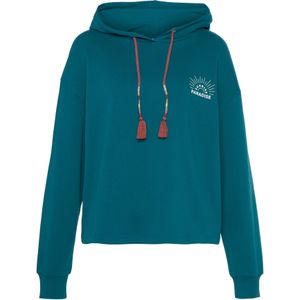 Capuchonsweatshirt - Petrol - Katoen - Met Print