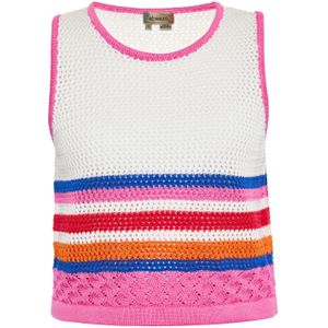 ebeeza Gebreide top  kobaltblauw / oranje / fuchsia / wit
