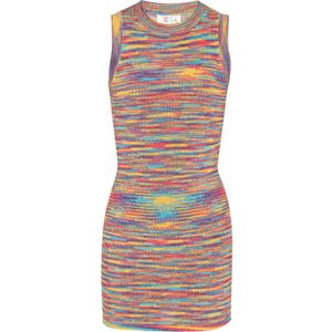 IZIA Gebreide jurk 'Boho'  aqua / goudgeel / lila / kersrood
