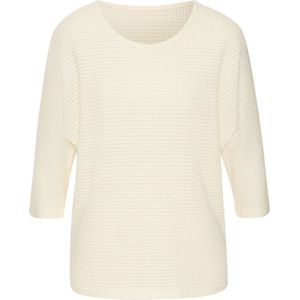 Vivance - Shirt - Crème - Lange Mouwen - Met Modieuze Wafelstructuur Van Kreukvrije Breikwaliteit