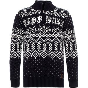 CIPO & BAXX Trui  nachtblauw / wit