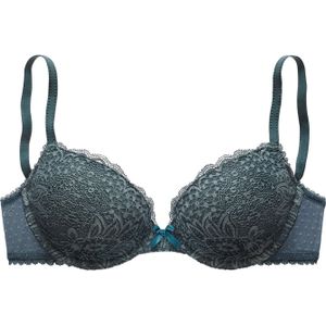 Vivance - Push-up-bh - Donkergroen - Met Gebloemd Kant - Naadloos