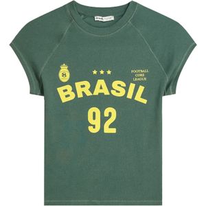 Bershka Shirt  geel / donkergroen