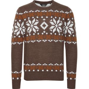 !Solid Trui 'Norwig'  bruin gemêleerd / wit