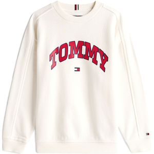 TOMMY HILFIGER Trui 'Varsity'  lichtbeige / rood / zwart