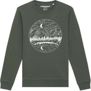 Watapparel Sweatshirt ' Mountains by night '  kaki / wit