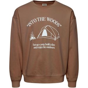 !Solid Sweatshirt 'Hamad'  lichtbruin / wit