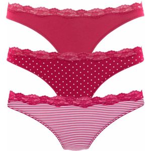 Lascana String - Rood - Katoen - 3 Stuks