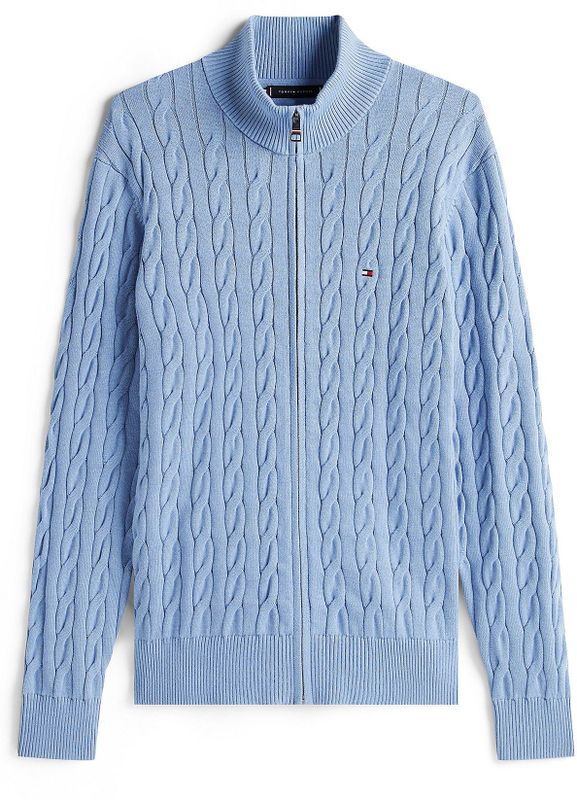 TOMMY HILFIGER - Trui - Lichtblauw - Katoen - Lange Mouw