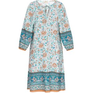 Gaya Jurk 'Boho Fashion'  hemelsblauw / oranje / zwart / wit