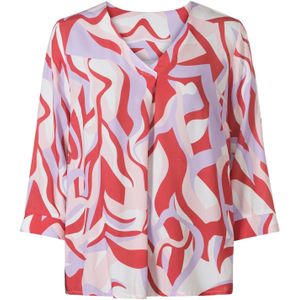 heine - Blouse - Grapefruit/Lila gedessineerd - Zonder sluiting - 3/4-mouwen