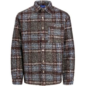 JACK & JONES Overhemd 'DENVER'  opaal / chocoladebruin / grijs gemêleerd / wit