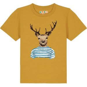 watabout.kids Shirt 'Hirsch'  oker / lichtbruin / zwart / wit