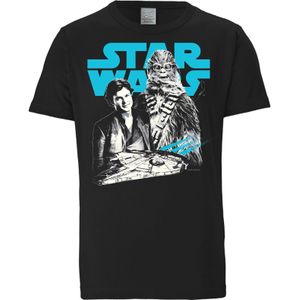 LOGOSHIRT Shirt 'Star Wars: Solo - Han Solo & Chewbacca'  blauw / zwart / wit