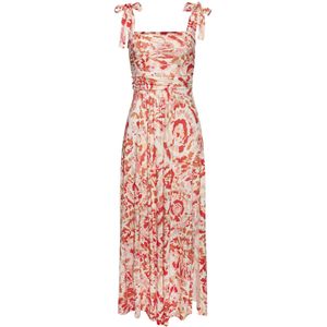 Bandeaujurk - Roze/Rood - All-over Print - Mouwloos - Verstelbare Bandjes