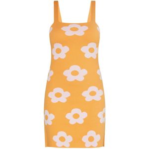 swirly Gebreide jurk  oranje / wit