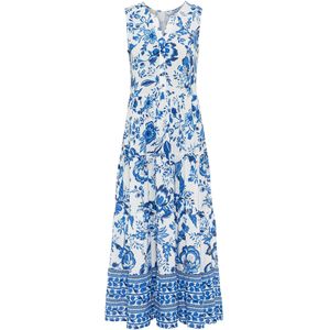 Zomerjurk - Blauw/Crème - All-over Print - Ronde Hals