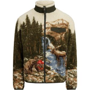 Polo Ralph Lauren - Fleece Jas - Opaal - Donkergroen - Wolwit