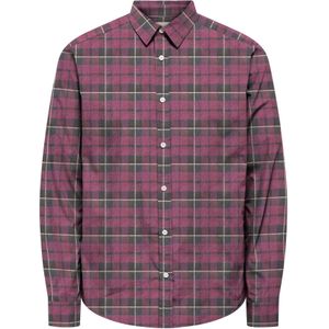 Only & Sons Overhemd 'ONSKIM'  wijnrood / zwart / wit