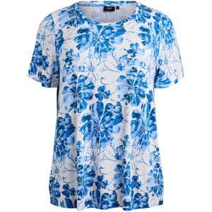Zizzi Shirt 'Vmalis'  royal blue/koningsblauw / hemelsblauw / wit