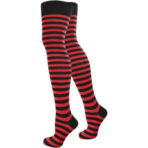 normani - Overknee Kousen - Rood/Zwart - Gestreept