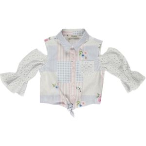 Panço Blouse  lichtblauw / rosa / wit