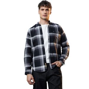 Campus Sutra Overhemd 'Shiloh'  grijs / lichtgrijs / zwart / wit