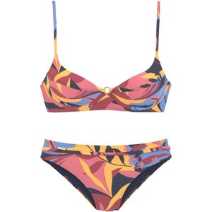 Beugelbikini - Gedessineerd - Marine - Roestrood - Gewatteerde Cups
