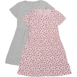 Minymo - Jurk - 2 Pack - Korte Mouwen - Effen en All-over Print