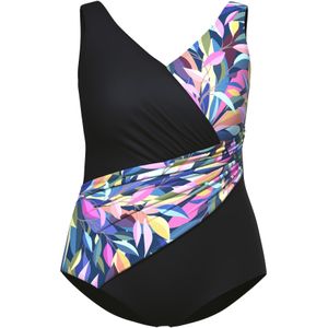 Ulla Popken Badpak  blauw / geel / rosa / zwart