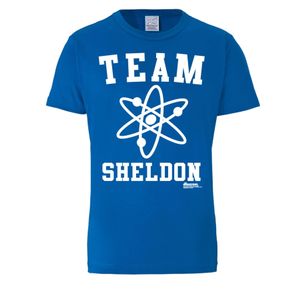 LOGOSHIRT Shirt 'TBBT – Team Sheldon'  blauw / wit