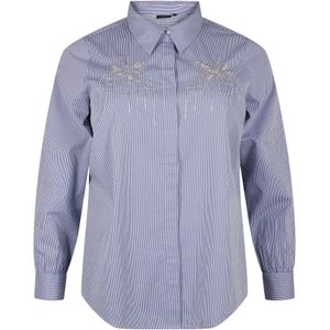 Zizzi Blouse 'ESALINA'  blauw / zilver / wit