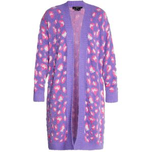 faina Gebreid vest  lila / pink / wit