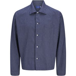 JACK & JONES Overhemd 'JORAUSTIN'  donkerblauw / wit