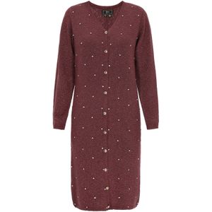 faina Gebreid vest  bourgogne / parelwit