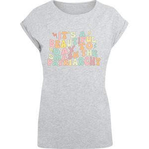 F4NT4STIC Shirt 'Internationaler Frauentag Girl Power Patriarchat'  geel / lichtgrijs / lila / rosa