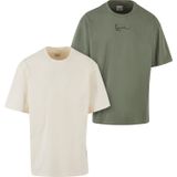 Karl Kani - Shirt - Groen/Wit - 2 Pack - Katoen - Ronde Hals