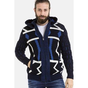 CIPO & BAXX Gebreid vest  blauw / donkerblauw / wit
