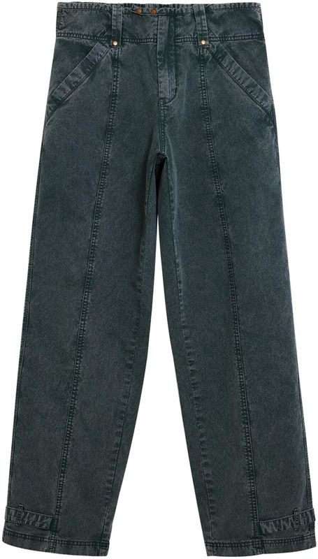 Rechte Broek - Effen - Regular Fit - Lang - Met Decoratieve Naden