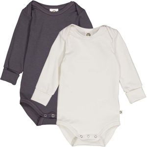 Müsli by GREEN COTTON Rompertje/body  donkerlila / wit